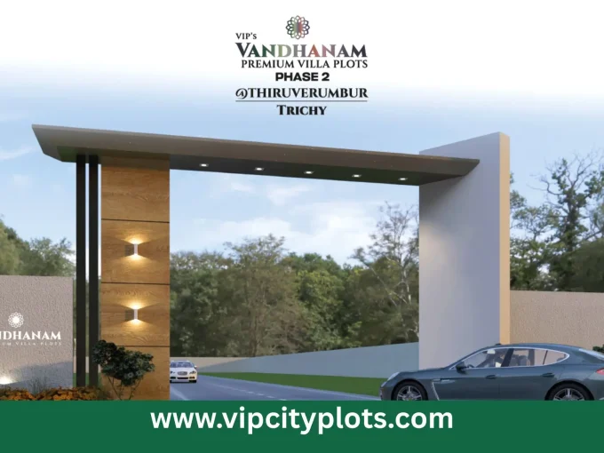 Grand Entrance of VIP Vandhanam Trichy Gated Community with Security and Avenue Trees